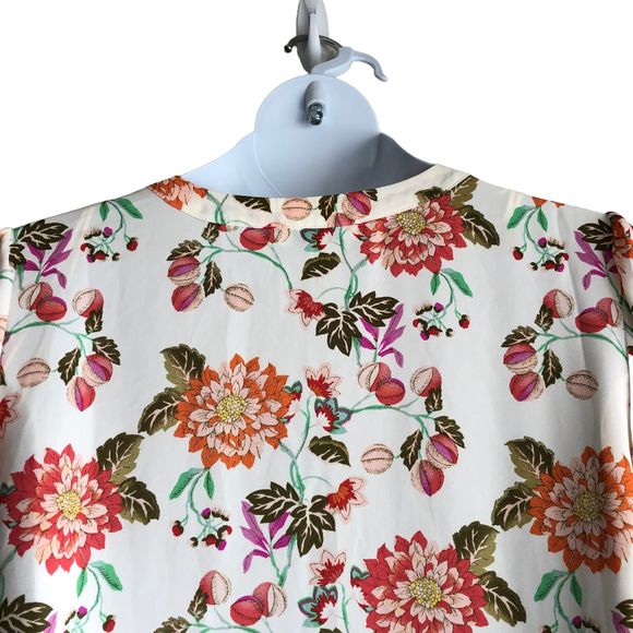 Rose + Olive Women's Peasant Blouse Plus 1X Floral Boho Pleated Chiffon 3/4 Slv - Picture 9 of 9